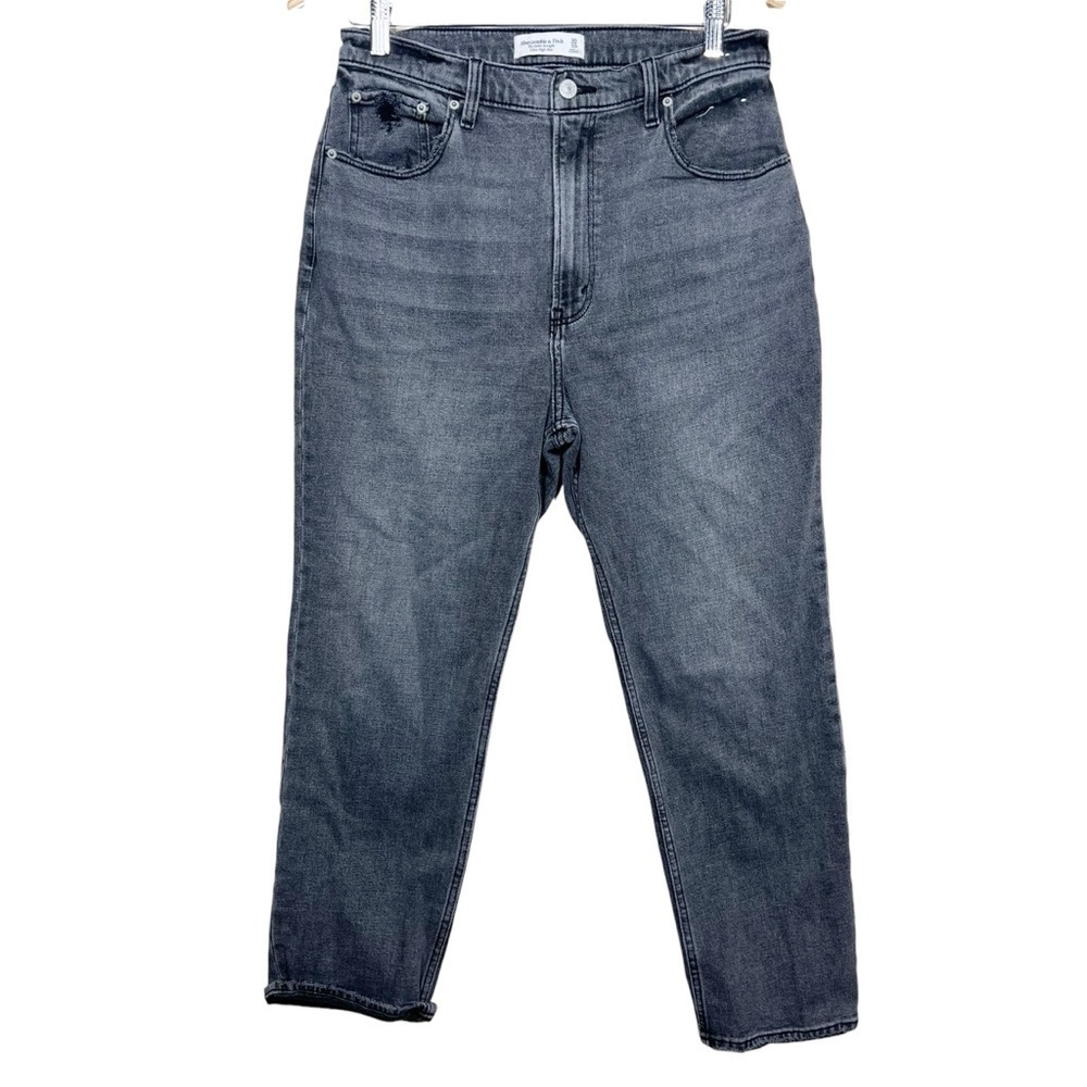 Abercrombie & Fitch The Ankle Straight Ultra High Rise Black Wash Jeans Size 30